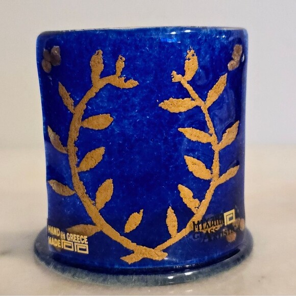 Mixaha Fused Glass Artistic Handmade Cobalt blue Candle Holder Greece - Picture 2 of 8